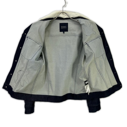 PEARLY GATES x Mickey Denim Boa Collar Jacket Blue Size 4