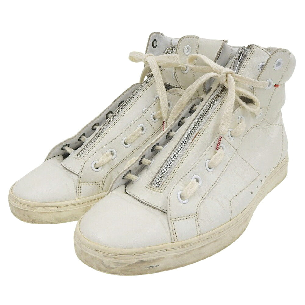 HUGOBOSS Center Zip High Top Sneakers White Size EU 39