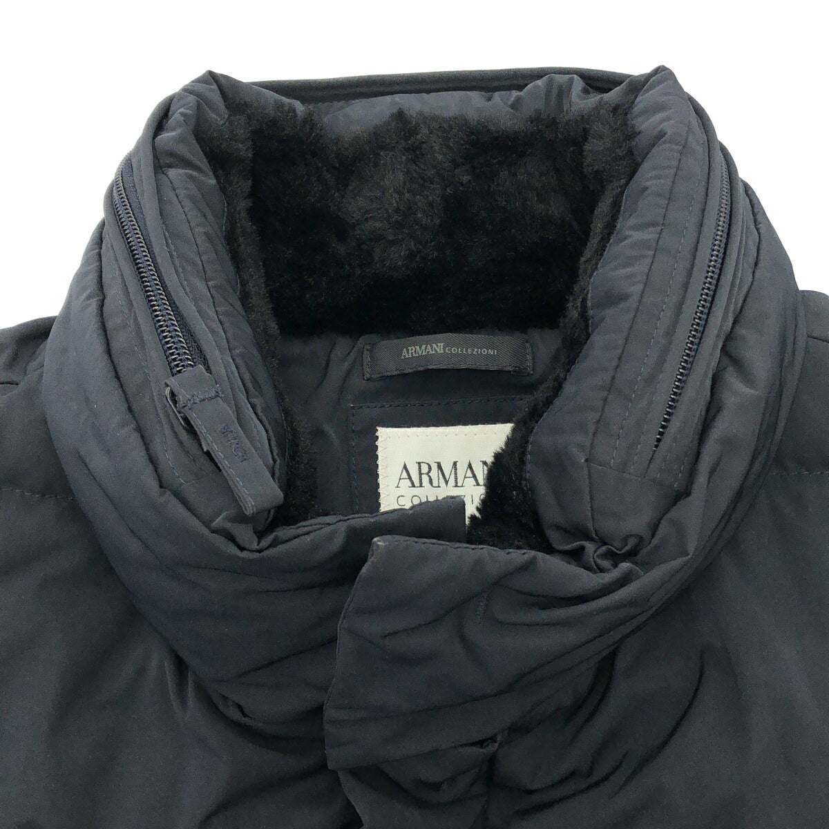 ARMANICOLLEZIONI Navy Quilted Down Jacket Size 40