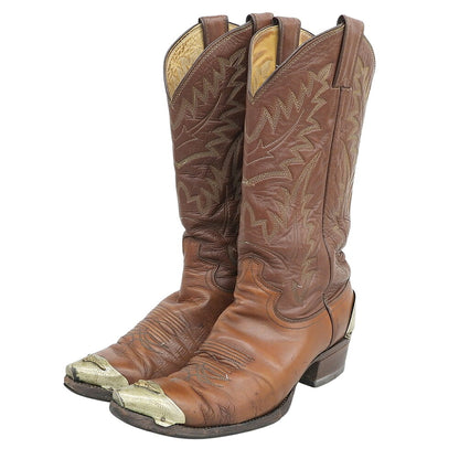 JUSTIN Brown Western Boots w/ Toe Plate Size 8D