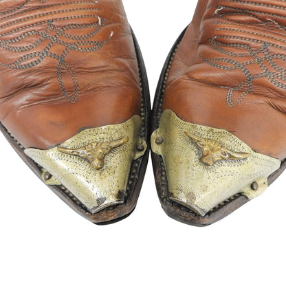 JUSTIN Brown Western Boots w/ Toe Plate Size 8D