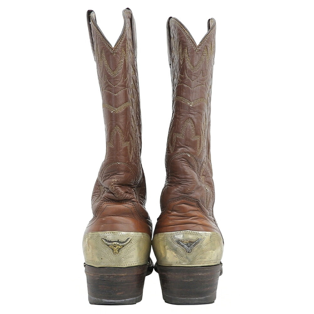 JUSTIN Brown Western Boots w/ Toe Plate Size 8D