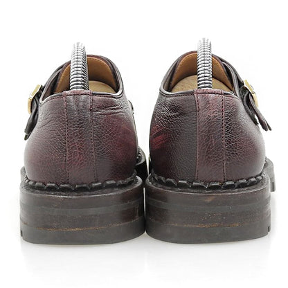 SANTONI Burgundy Leather Double Monk Strap Sneakers Size 6