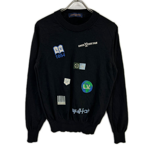 LOUIS VUITTON 19AW Black Patch Design Knit Size M