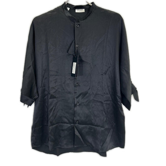 SAINT LAURENT PARIS 22 Crepe Satin Tunic Shirt Black Size 37