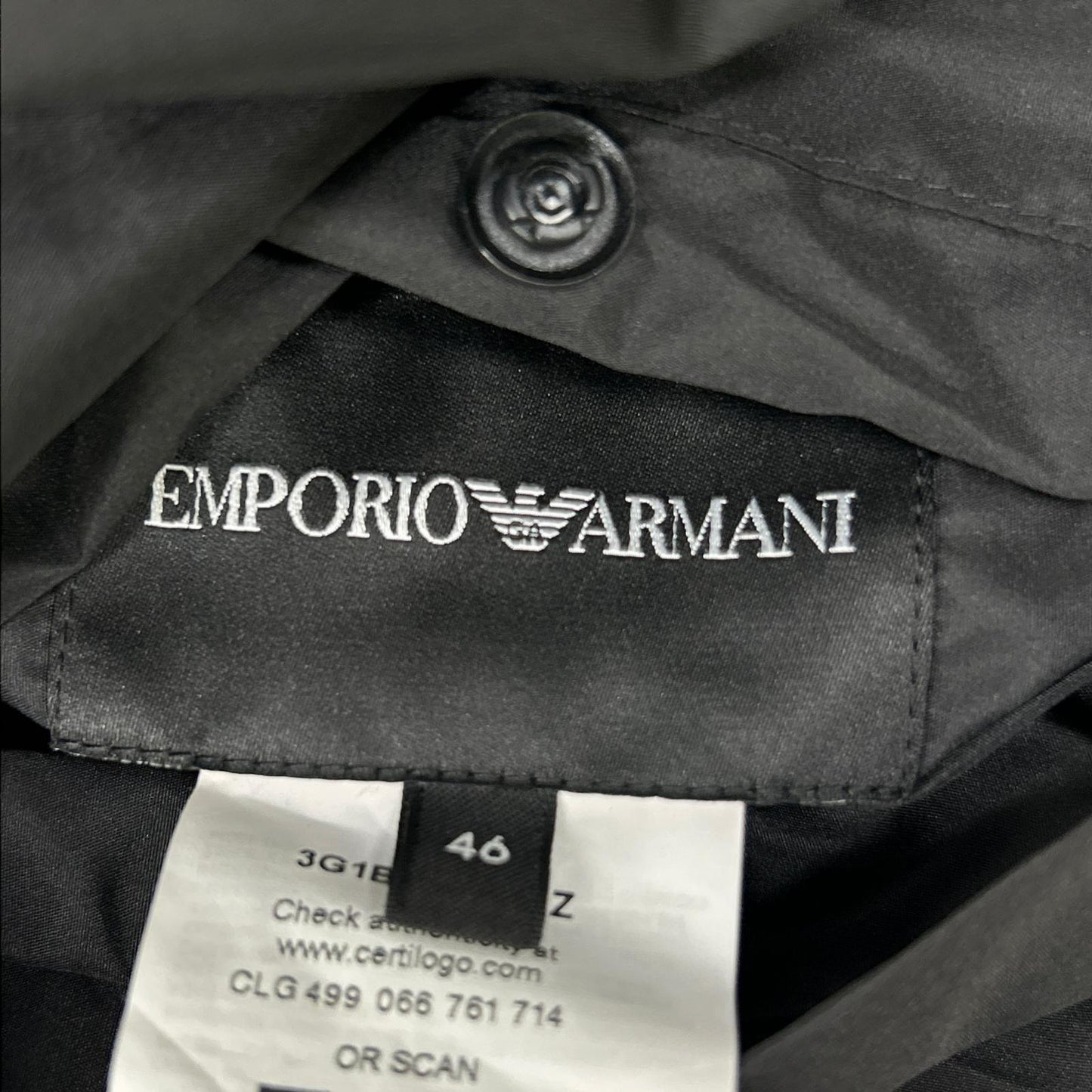 EMPORIOARMANI Black Reversible Nylon Jacket Size 46