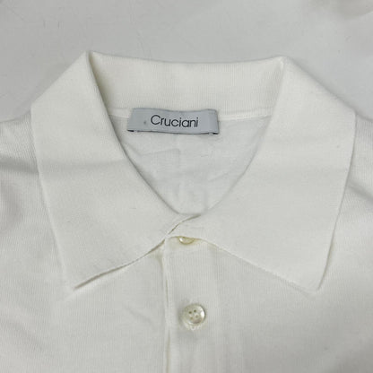 Cruciani White 27 Gauge Cotton Knit Polo Size 54