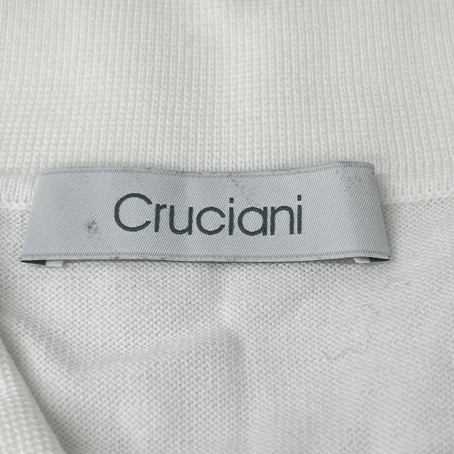 Cruciani White 27 Gauge Cotton Knit Polo Size 54
