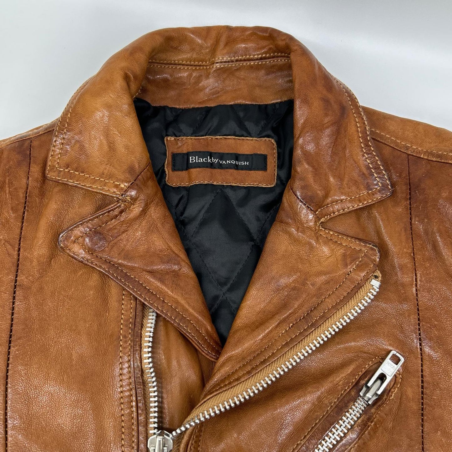 Black by VANQUISH Brown Double Riders Leather Jacket Size S