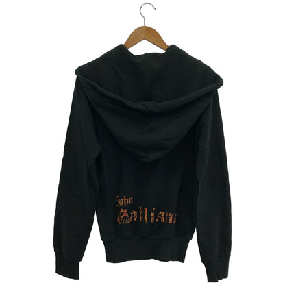 JOHN GALLIANO Black Print Zip Hoodie Size XS