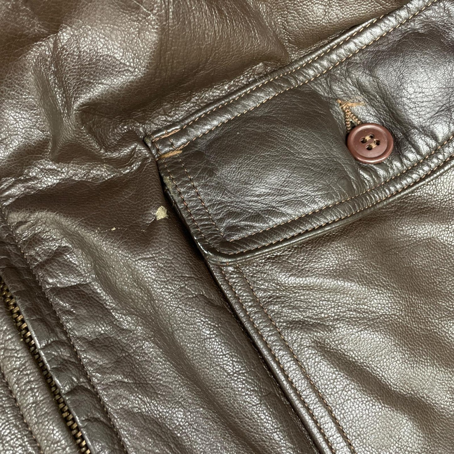 US NAVY 60s Brown Leather G-1 Flight Jacket Size 42