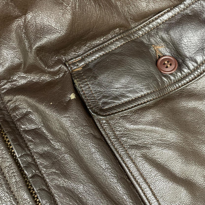 US NAVY 60s Brown Leather G-1 Flight Jacket Size 42