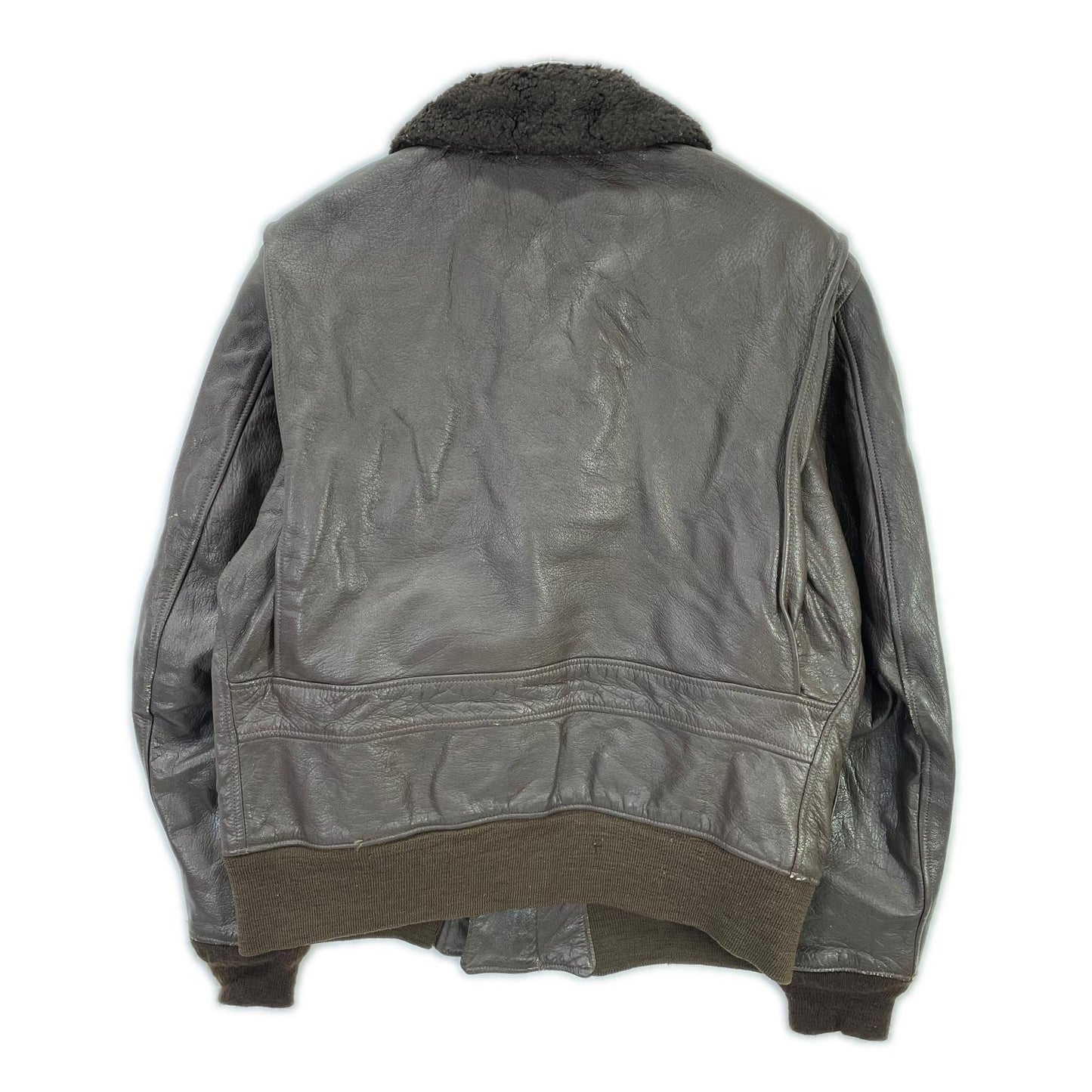 US NAVY 60s Brown Leather G-1 Flight Jacket Size 42