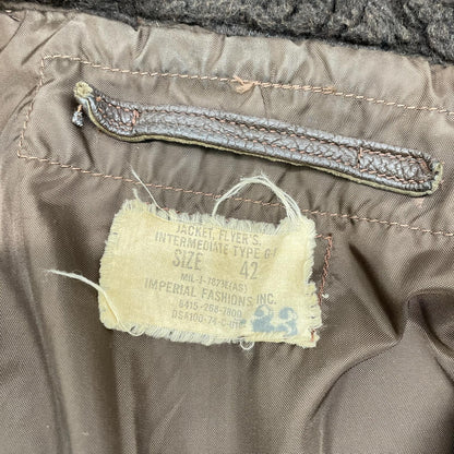 US NAVY 60s Brown Leather G-1 Flight Jacket Size 42