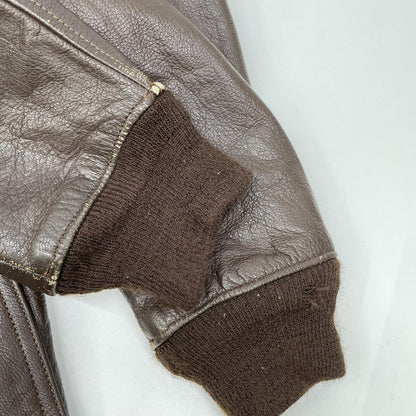 US NAVY 60s Brown Leather G-1 Flight Jacket Size 42
