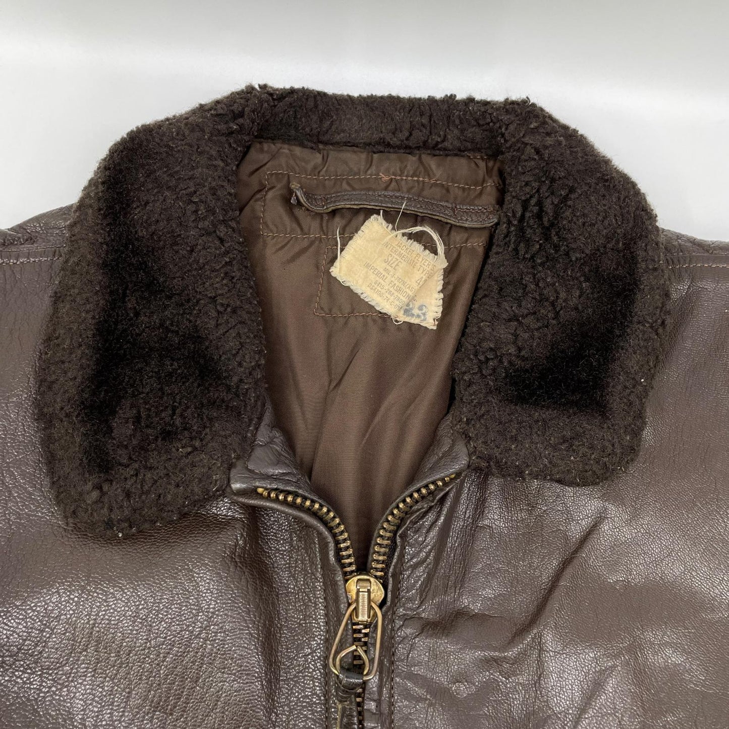 US NAVY 60s Brown Leather G-1 Flight Jacket Size 42