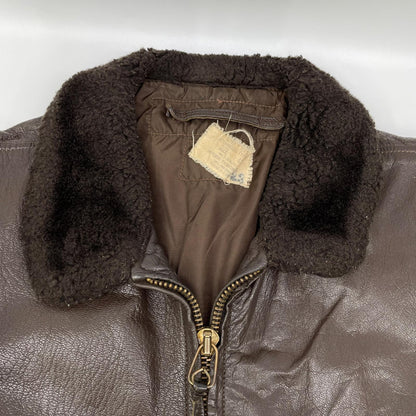 US NAVY 60s Brown Leather G-1 Flight Jacket Size 42