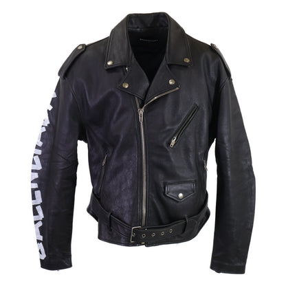 BALENCIAGA 485711 Painted Biker Jacket Black Size 48