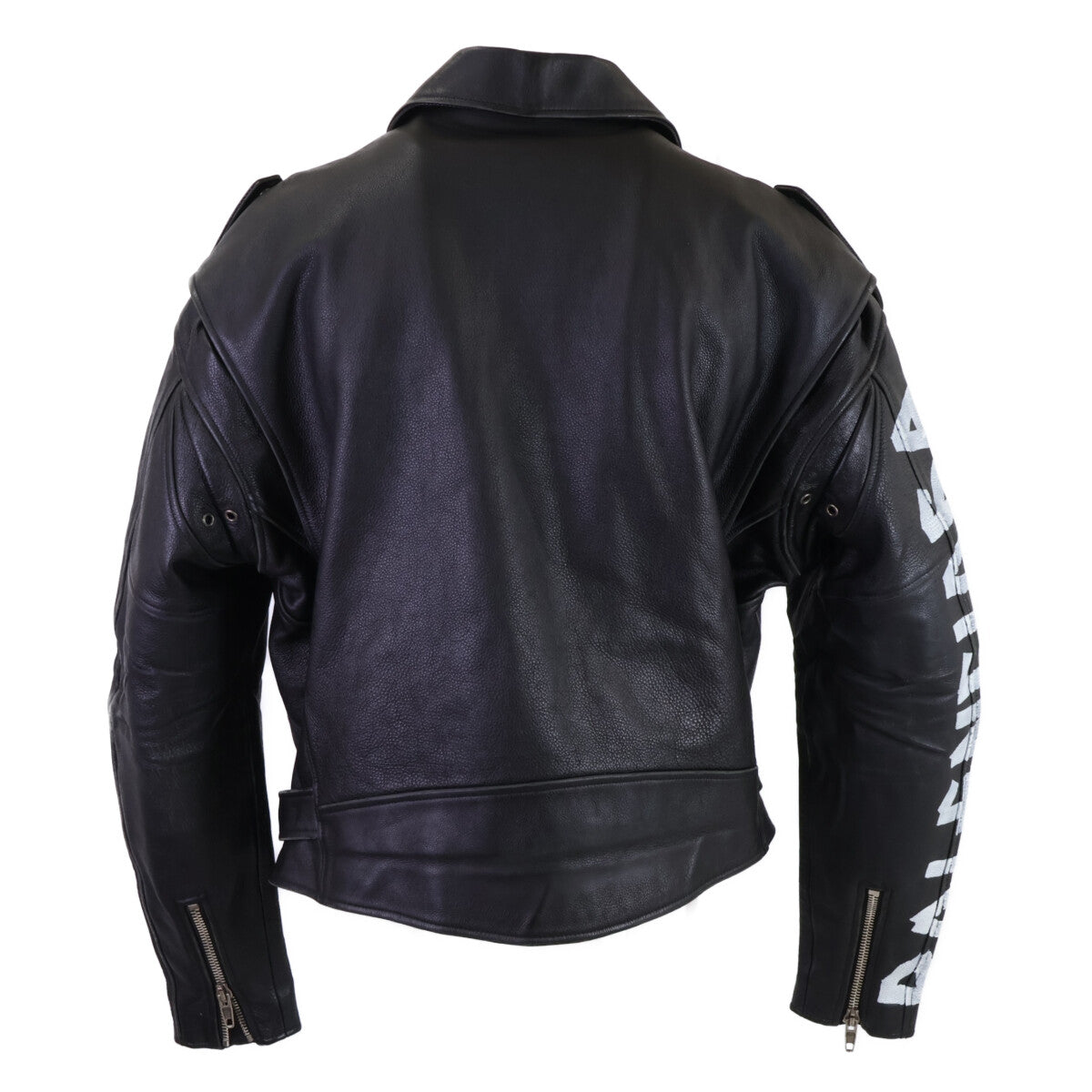 BALENCIAGA 485711 Painted Biker Jacket Black Size 48