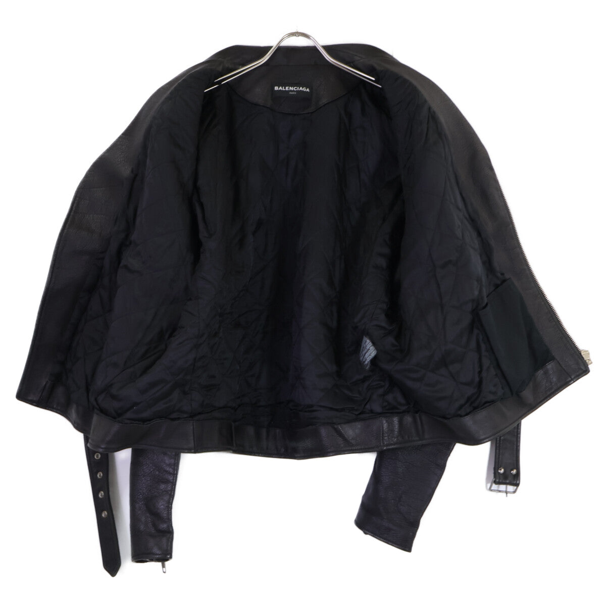 BALENCIAGA 485711 Painted Biker Jacket Black Size 48