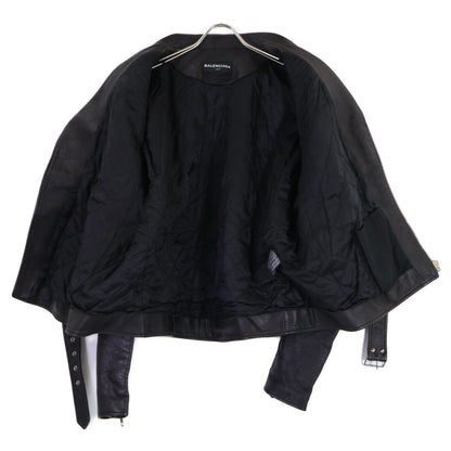 BALENCIAGA 485711 Painted Biker Jacket Black Size 48