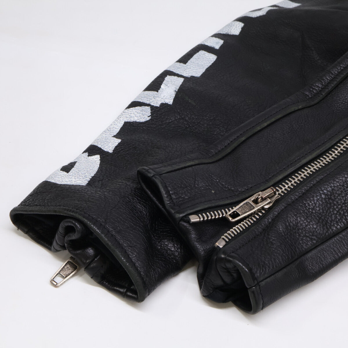 BALENCIAGA 485711 Painted Biker Jacket Black Size 48