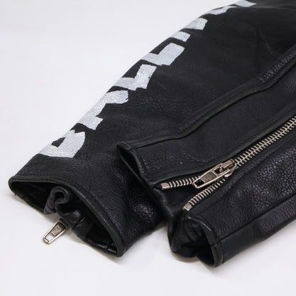 BALENCIAGA 485711 Painted Biker Jacket Black Size 48