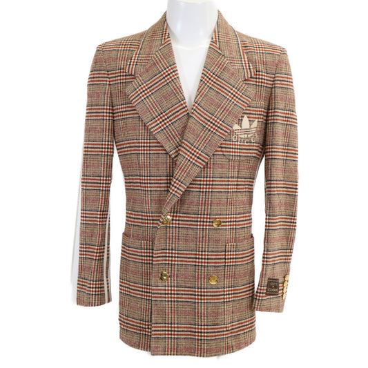 GUCCI x adidas Brown Glencheck Breasted Jacket Size 44
