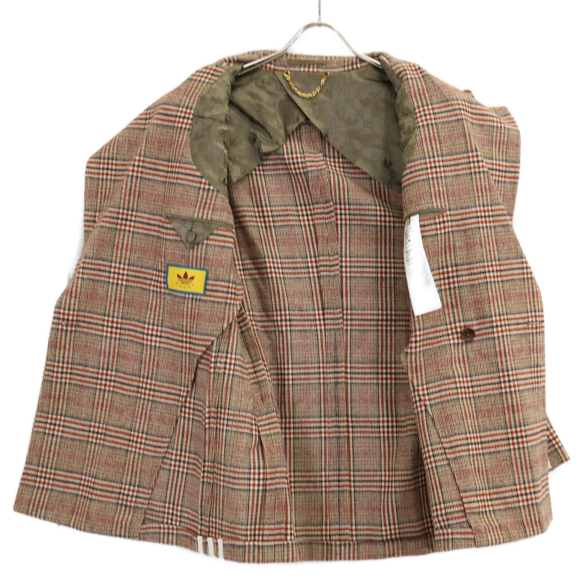 GUCCI x adidas Brown Glencheck Breasted Jacket Size 44