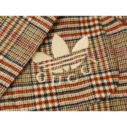 GUCCI x adidas Brown Glencheck Breasted Jacket Size 44