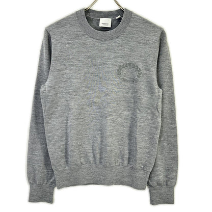 BURBERRY Gray Oak Leaf Crest Knit Sweater Size S