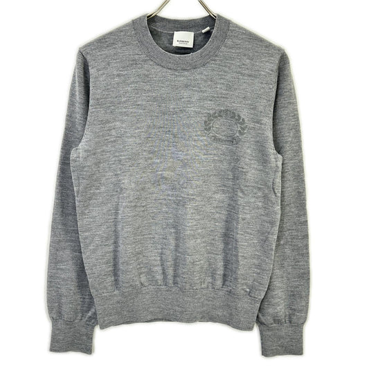 BURBERRY Gray Oak Leaf Crest Knit Sweater Size S