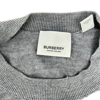 BURBERRY Gray Oak Leaf Crest Knit Sweater Size S