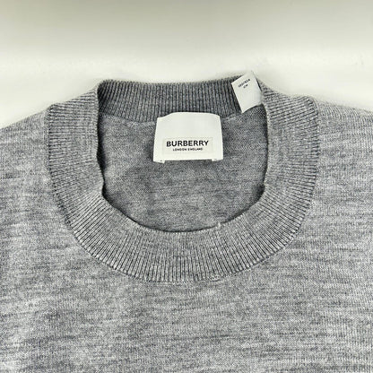 BURBERRY Gray Oak Leaf Crest Knit Sweater Size S