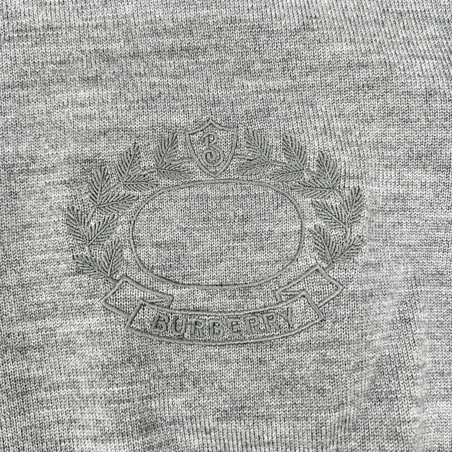 BURBERRY Gray Oak Leaf Crest Knit Sweater Size S