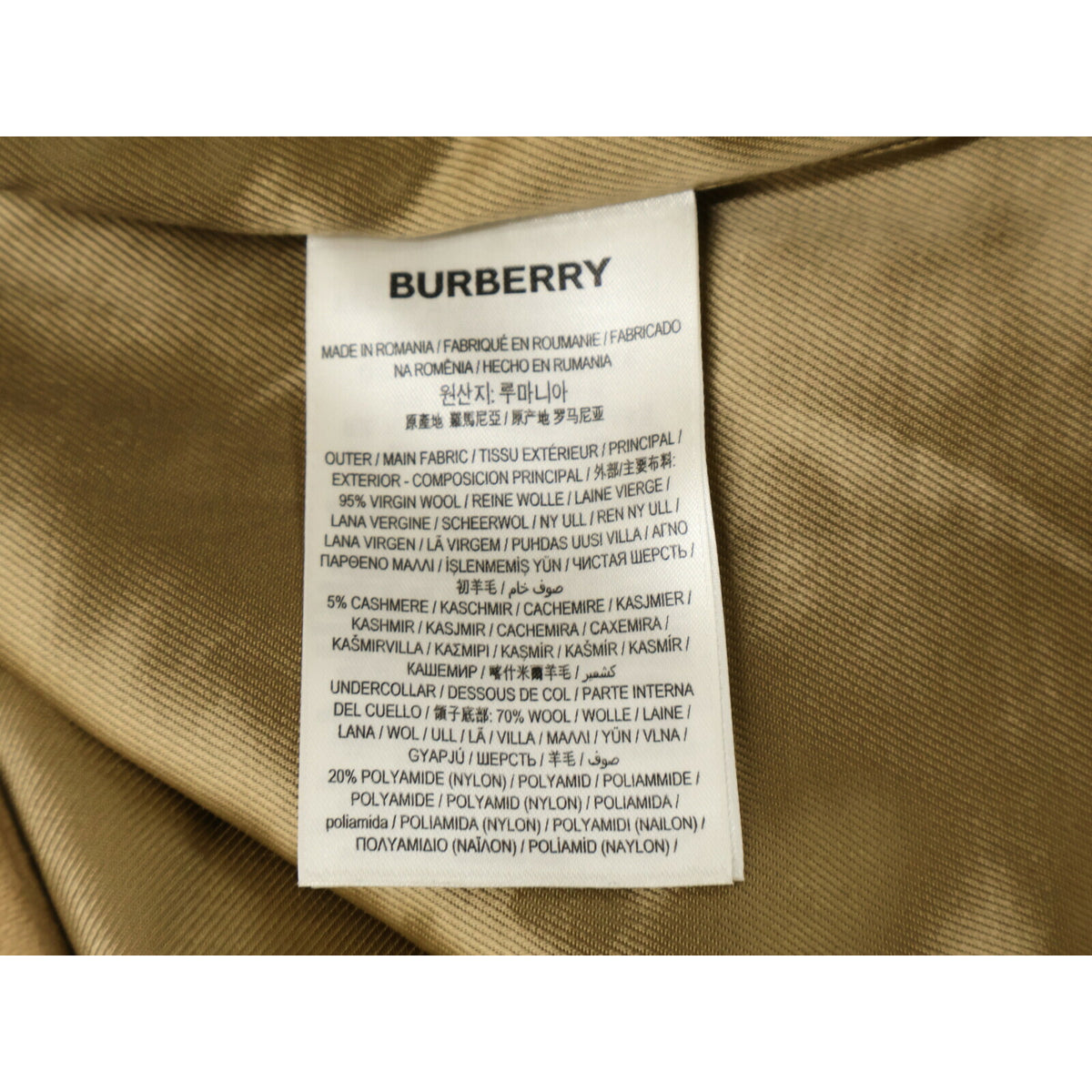 BURBERRY Cashmere Blend Wool Notched Lapel Coat Size 50