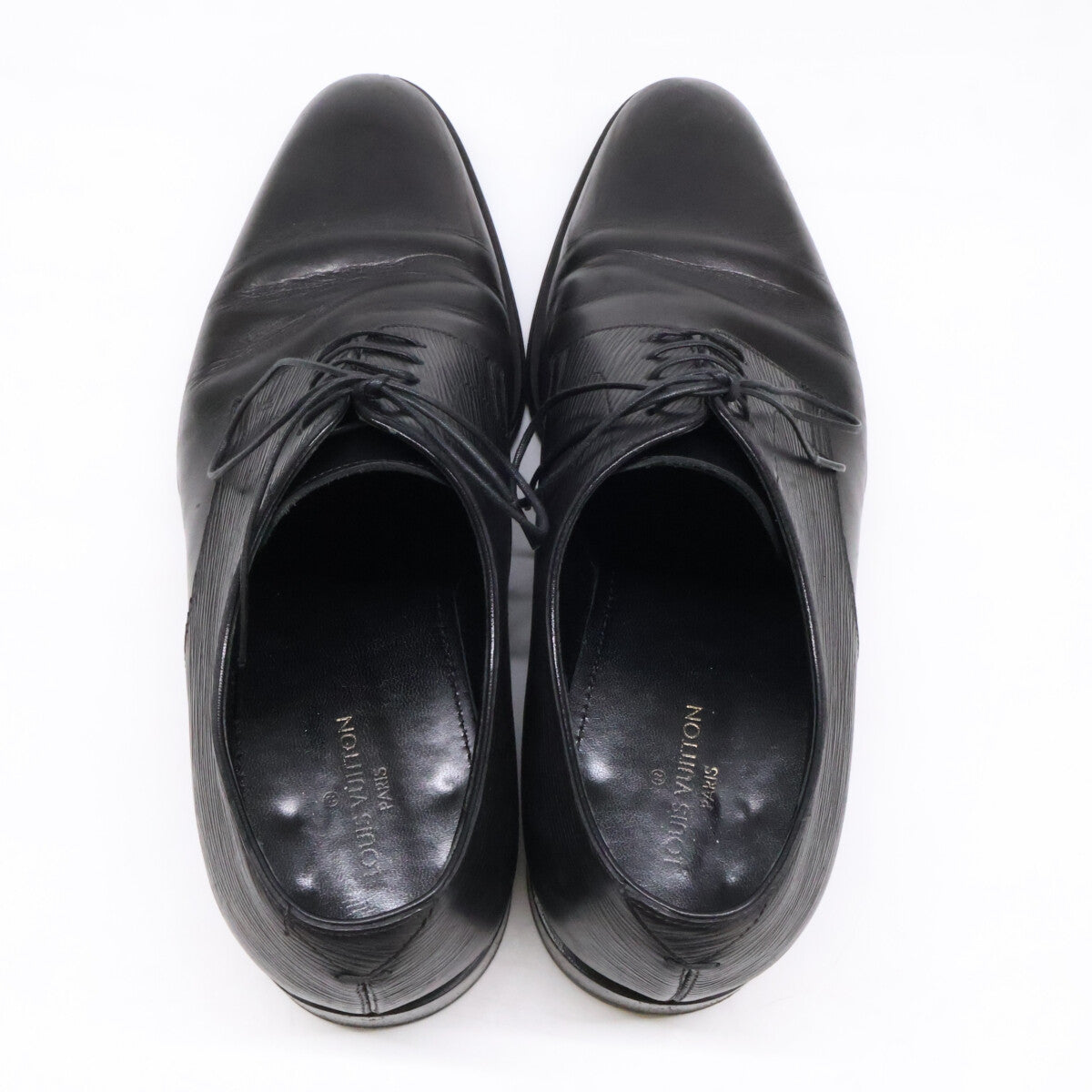 LOUIS VUITTON Wall Street Line Epi Derby Shoes Black Sneakers Size 8