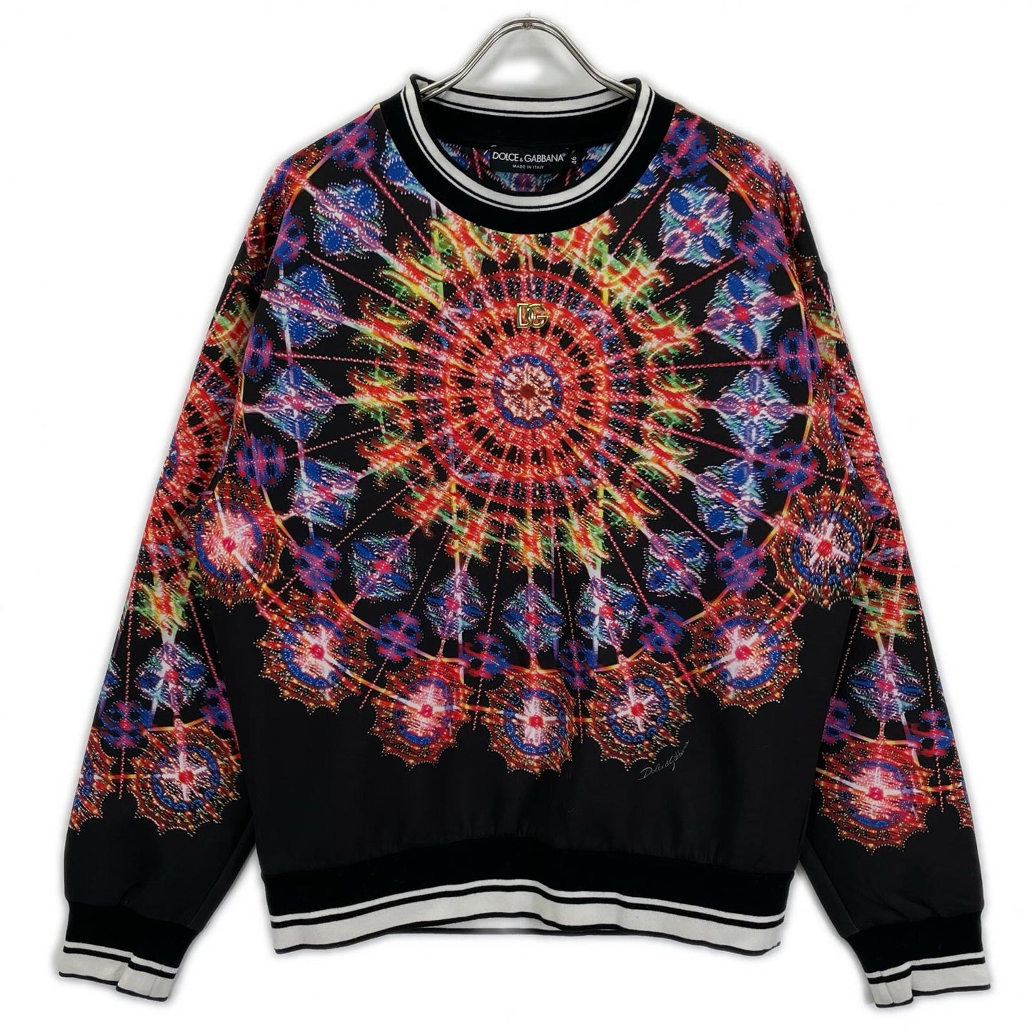 DOLCE&GABBANA Black All-Over Pattern Sweatshirt Size 46