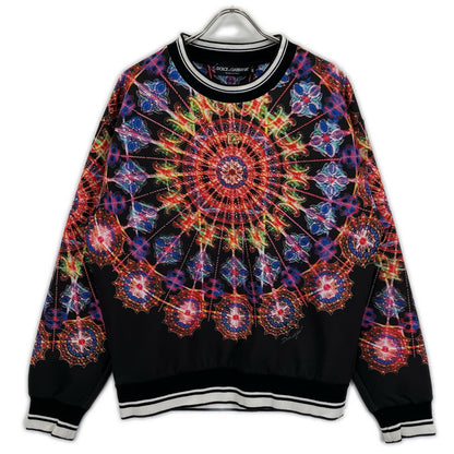 DOLCE&GABBANA Black All-Over Pattern Sweatshirt Size 46