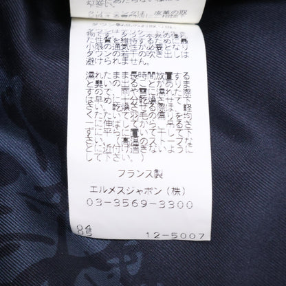 HERMES Sellier Button Lamb Leather Down Jacket Navy Size 52