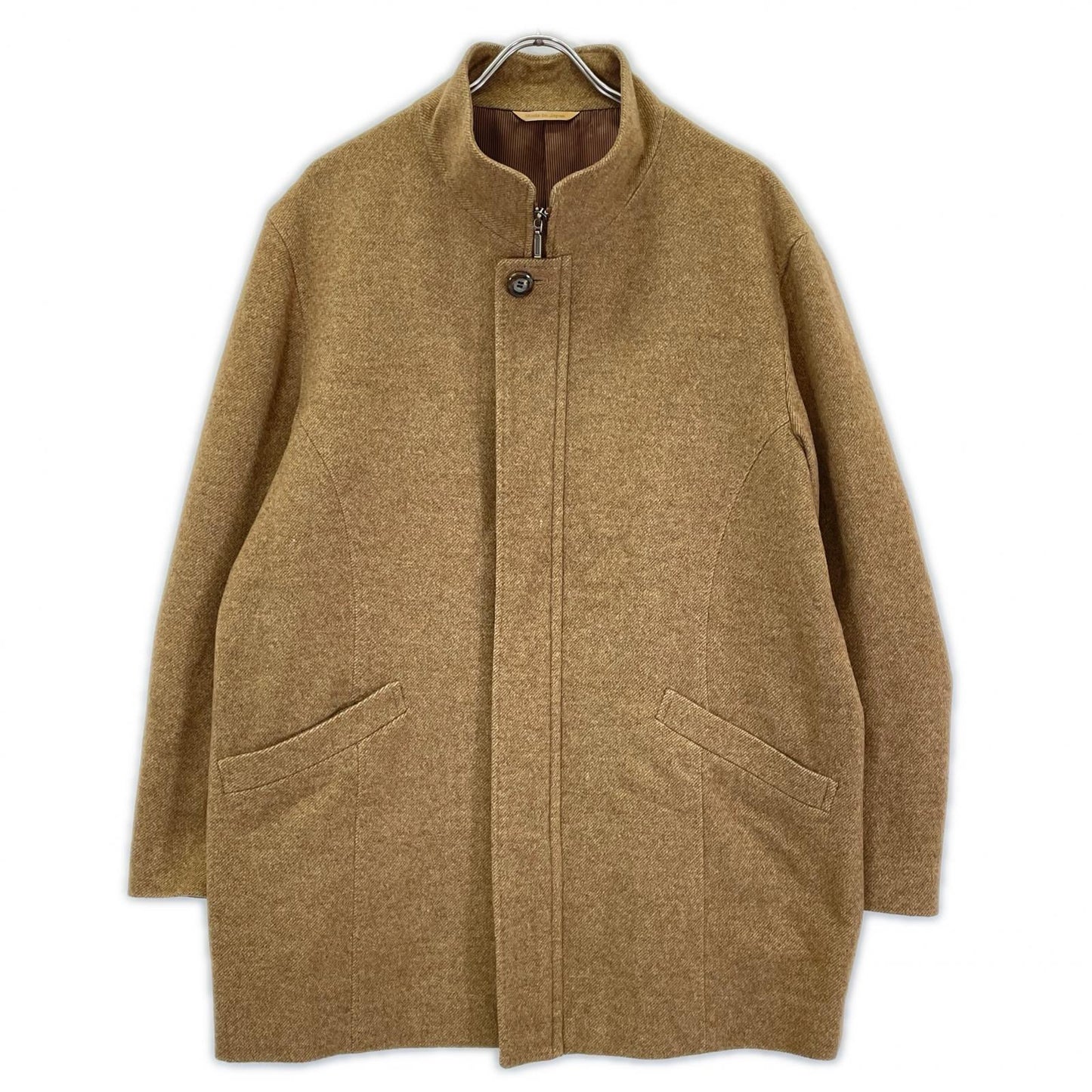 Kinloch Anderson Brown 100% Cashmere Zip Coat Size L
