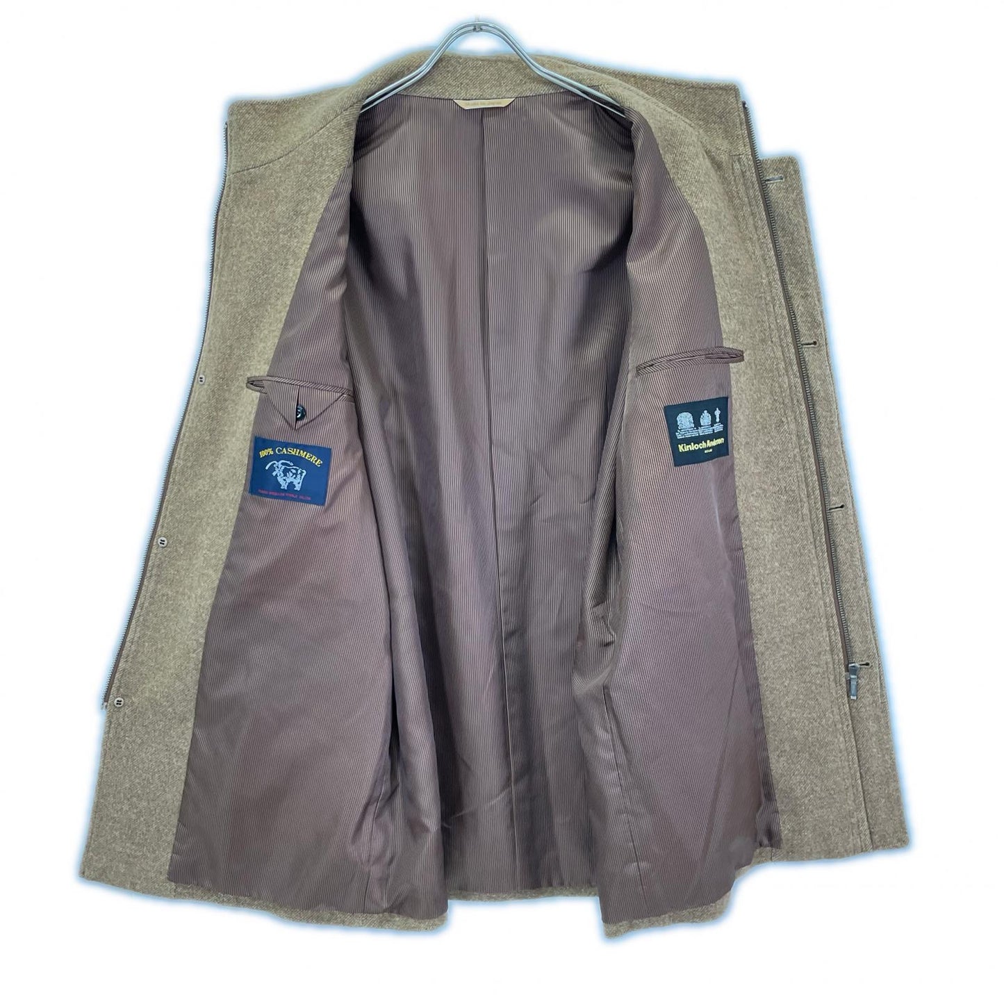 Kinloch Anderson Brown 100% Cashmere Zip Coat Size L