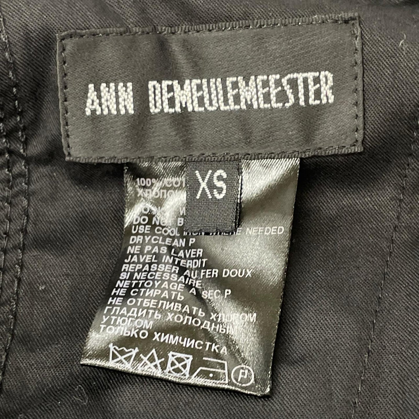 ANN DEMEULEMEESTER Black 100% Cotton Trousers Size XS