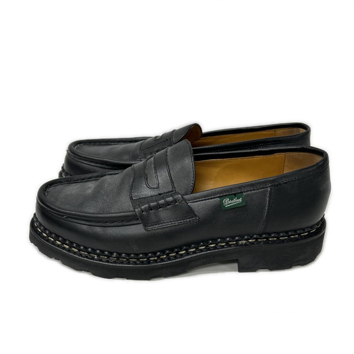 Paraboot REIMS Leather Penny Loafers Black Boots Size 6