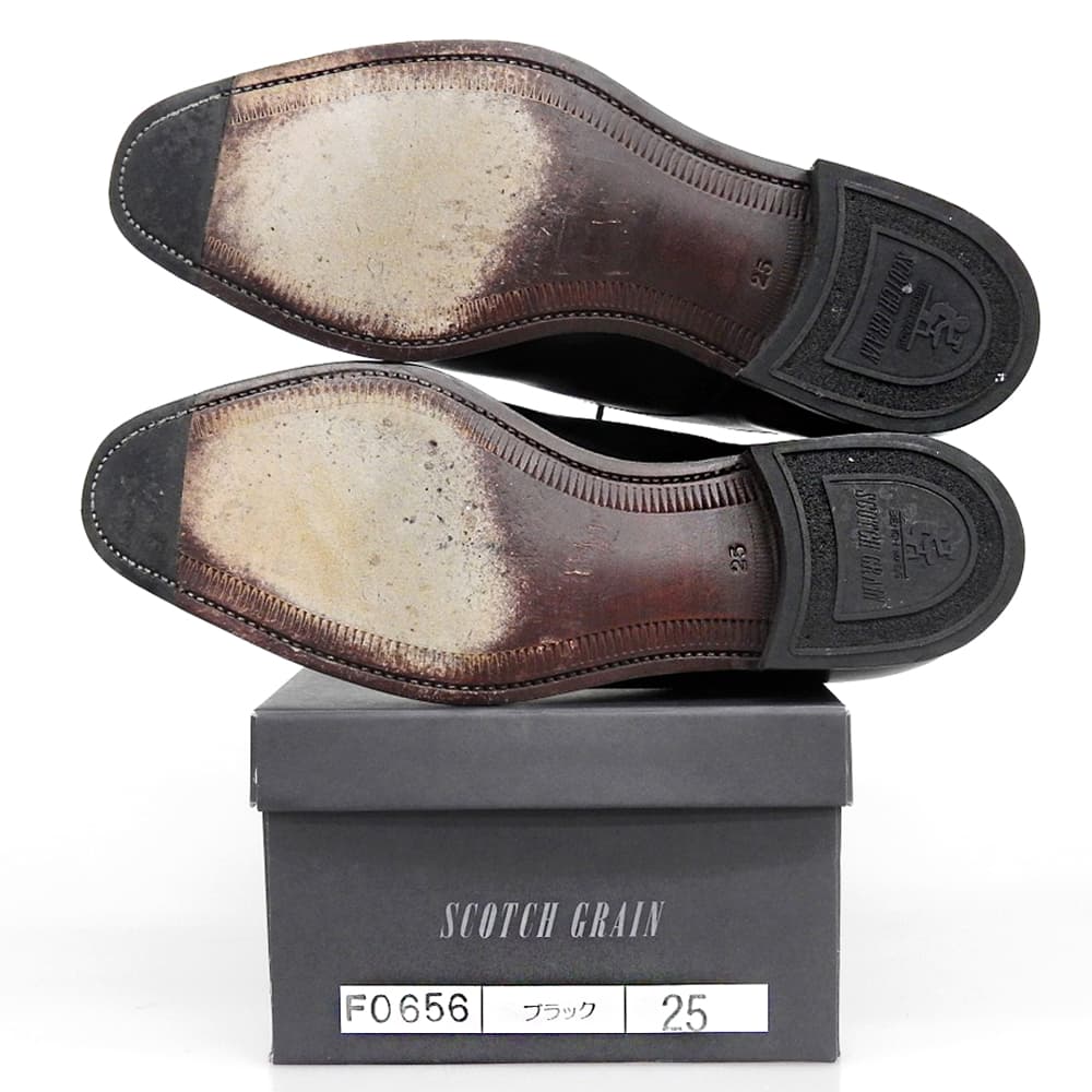 SCOTCH GRAIN Leather Cap-Toe Sneakers Black Size 25.0