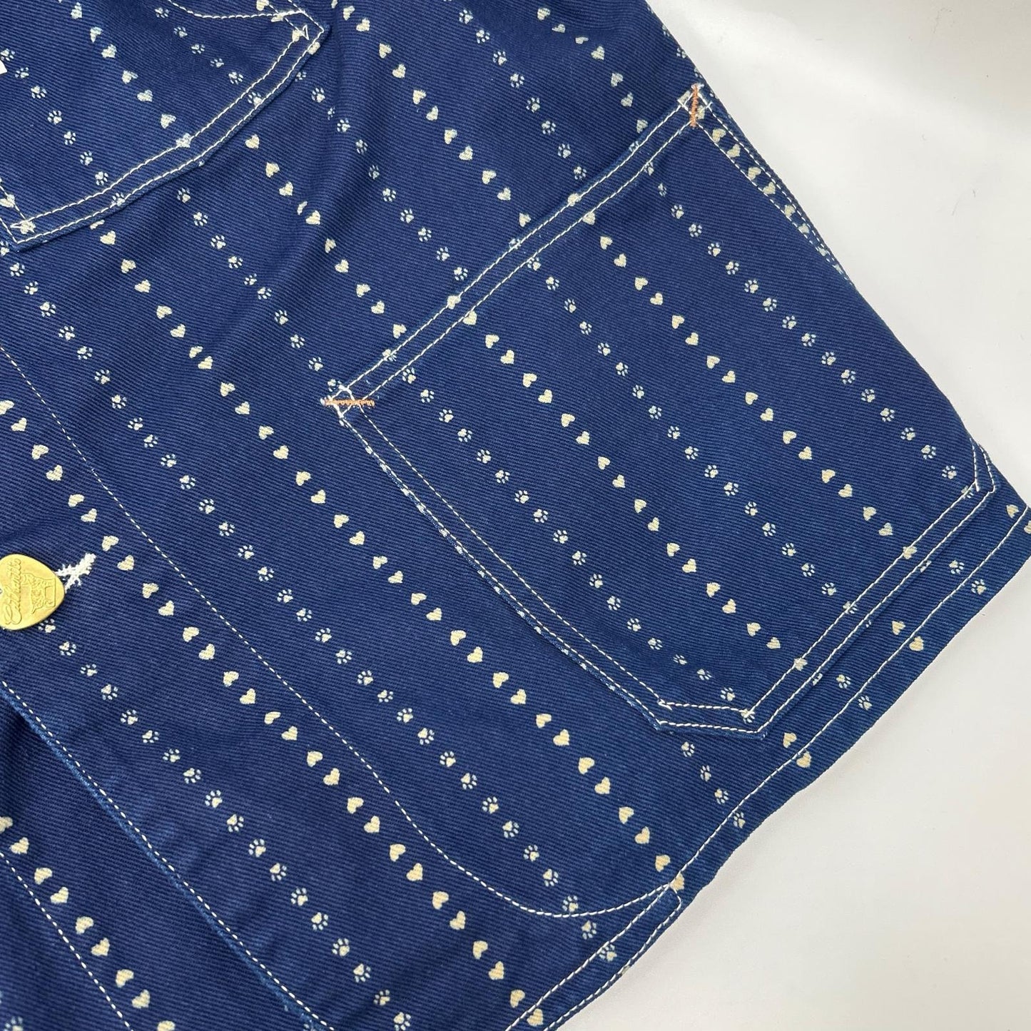 TCB JEANS&CO. Blue Cat Heart Stripe Denim Coverall Size 36