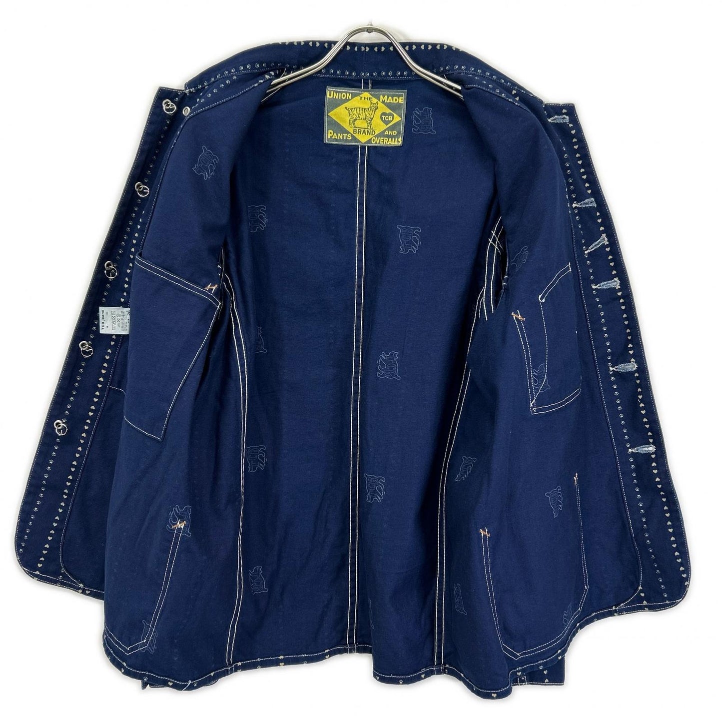 TCB JEANS&CO. Blue Cat Heart Stripe Denim Coverall Size 36