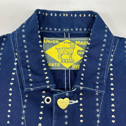 TCB JEANS&CO. Blue Cat Heart Stripe Denim Coverall Size 36