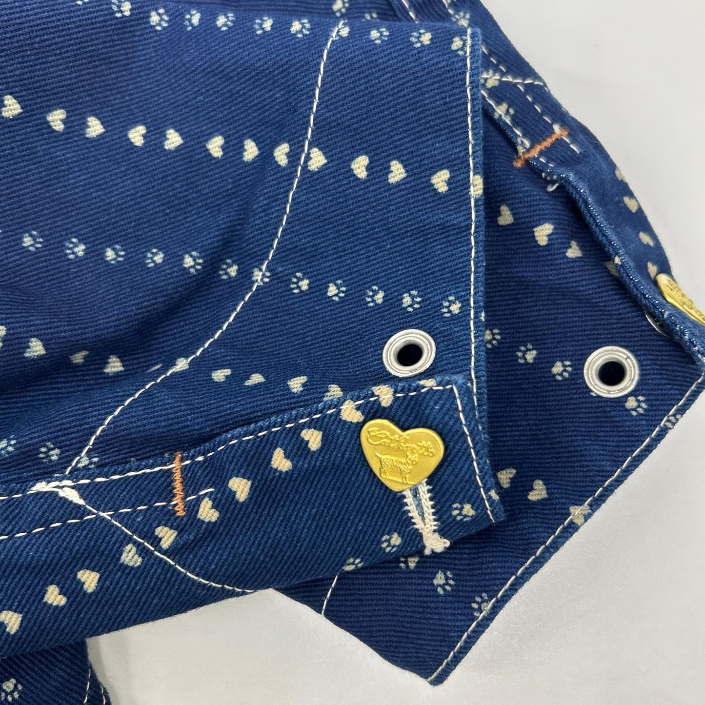 TCB JEANS&CO. Blue Cat Heart Stripe Denim Coverall Size 36