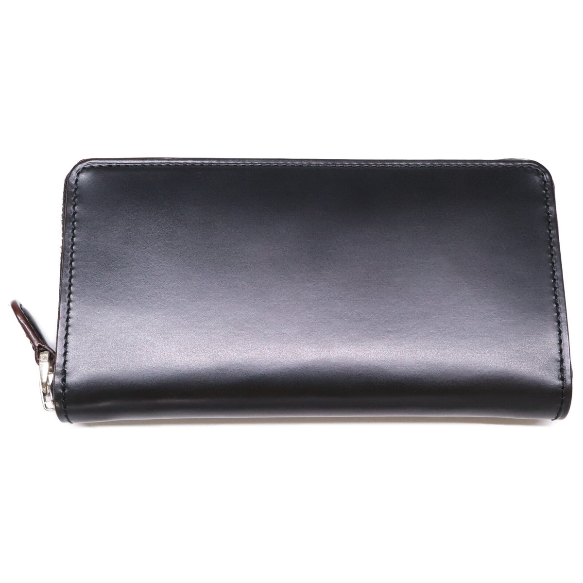 GANZO AVON Leather Round Zip Wallet Black